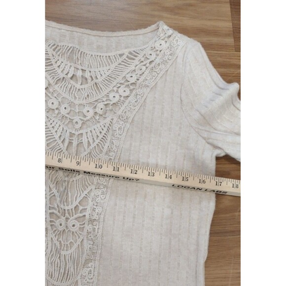 BOHO Sweater Womens S Chic Beige Lace Crochet Patchwork Feminine Unbrand - Picture 10 of 12